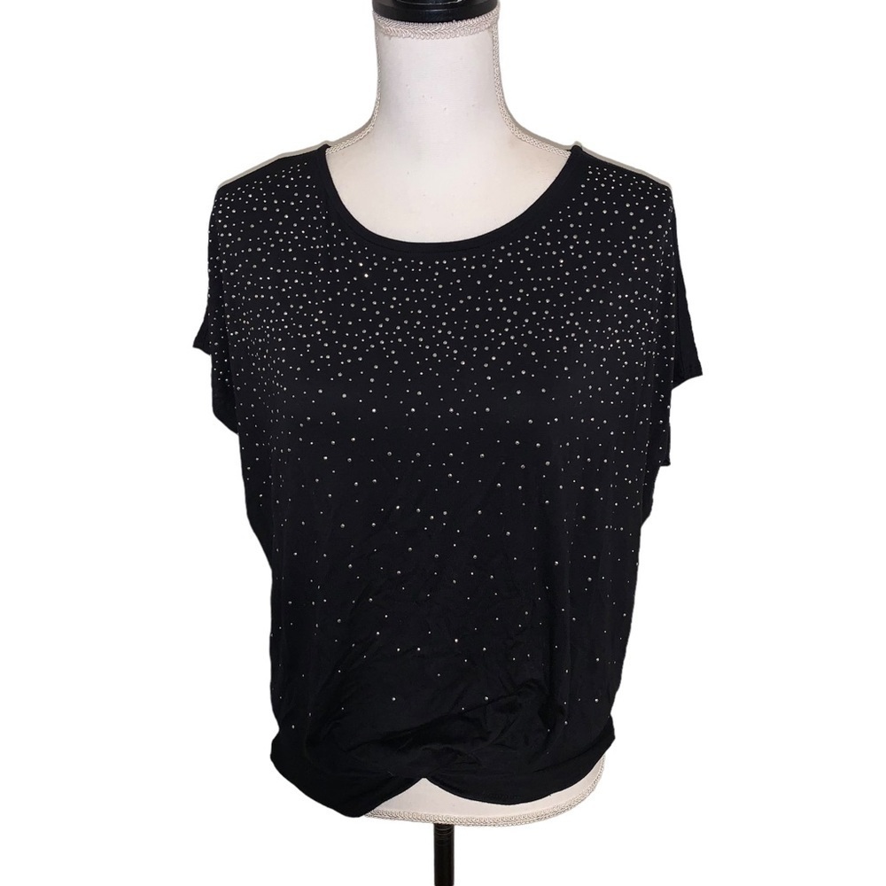 Black Rhinestone Tee, sz L
